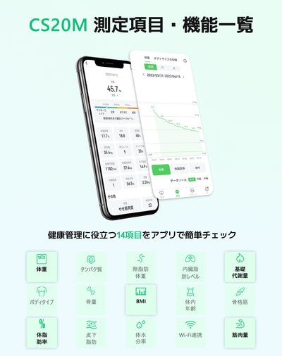 Arboleaf CS20M White 測定項目と機能一覧
