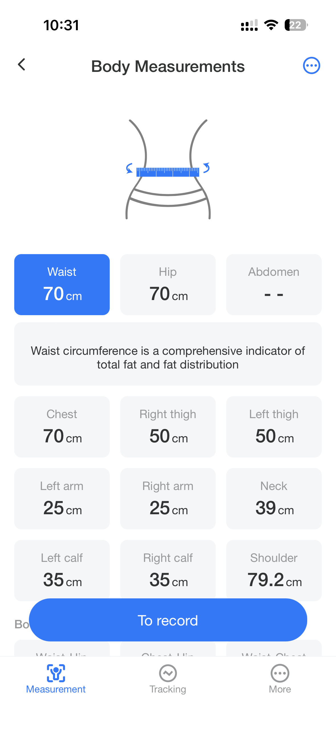 Actual arboleaf body measurements screen